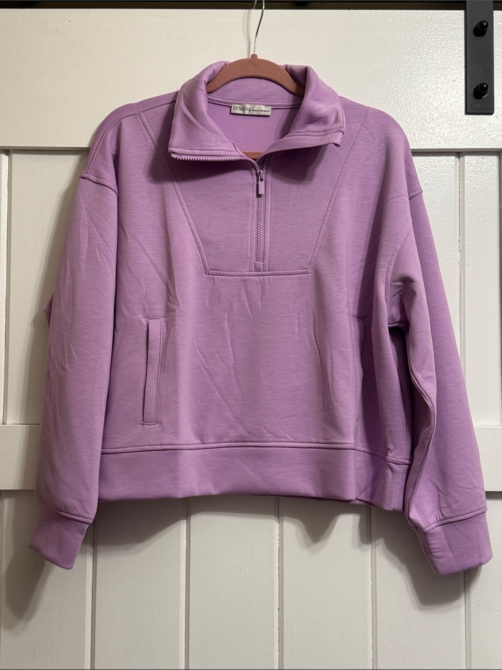 Zenana Outfitters Lavender Half-Zip Pullover